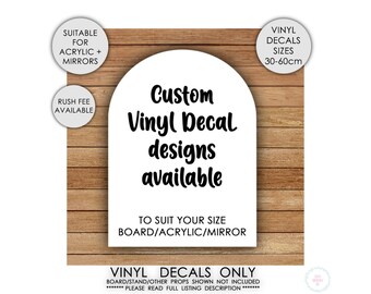 Stickers pour plaques de bienvenue Panneaux de mariage en acrylique Panneau d'événement Décalcomanies en vinyle Sticker autocollant Panneau de mariage personnalisé Shower de bébé **autocollants uniquement**