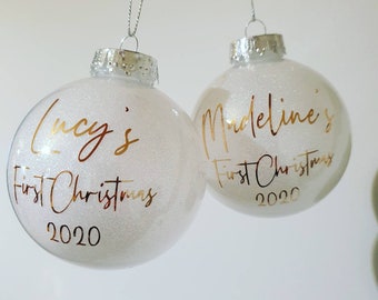 Christmas Bauble Baubles | Glitter |  Personalised | 80mm Shatterproof Plastic | Glitter  | Ornament