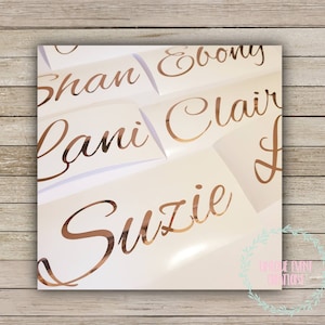 rose gold chrome vinyl decal in different fonts