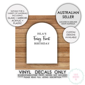 Fairy First Birthday Vinyl Decal Stickers for Boards Acrylics Mirrors **DECALS ONLY**