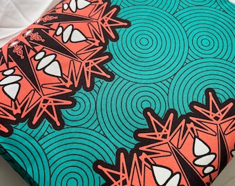 Floral African Wax Print Fabric: Polycotton Ankara, 6 Yards