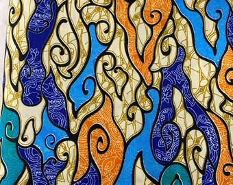 Colorful Ankara Fabric: African Print Polycotton, 6 Yards