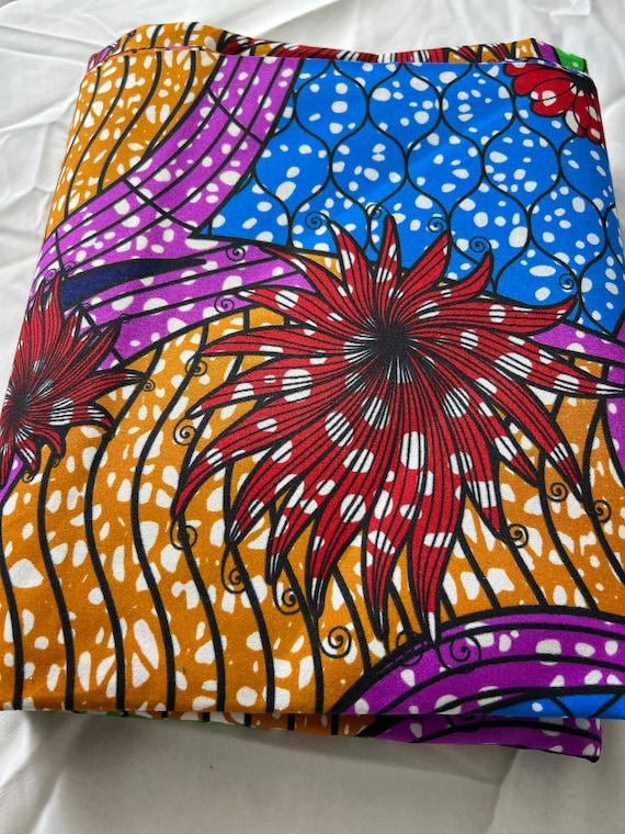 Tissu Africain Ankara Imprimé Cire - Polycoton, Vendu Au Yard (1 Ou 6 Yards), Motifs Derniers Cris