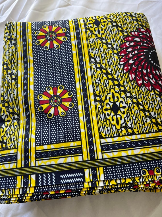 Tissu Africain Ankara Polycoton Imprimé Cire - Vendu Au Yard (1 Ou 6 Yards)