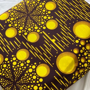 Ankara Fabric: Yellow Circle Print Polycotton, 6 Yards