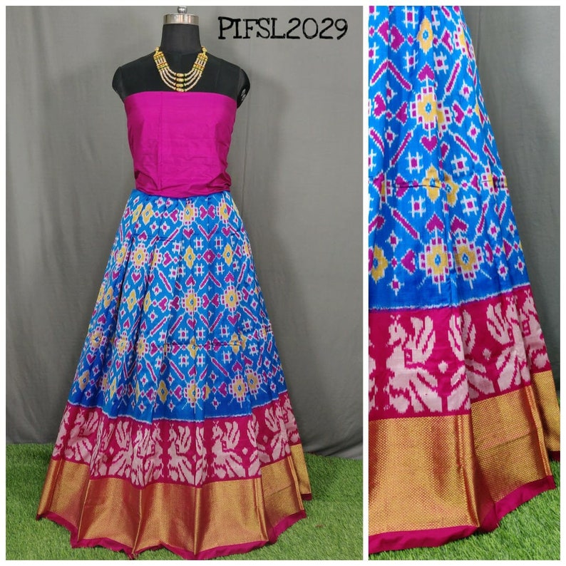 Coral Ikat Silk Lehenga