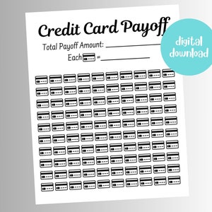 Pago de tarjeta de crédito, hoja para colorear de seguimiento de tarjetas de crédito, seguimiento de pago de deuda, 100 unidades, hoja para colorear sin deudas, descarga digital de pago de deuda