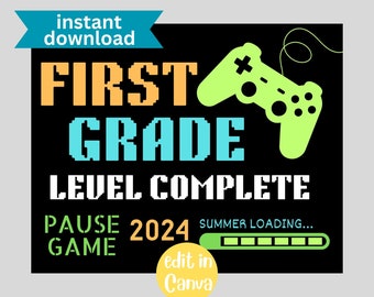 Bord laatste dag van het eerste leerjaar: gamerthema (digitale download)