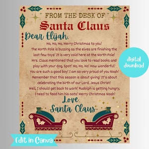 Carta oficial do certificado do Papai Noel editável mesa para impressão da véspera de Natal do Papai Noel Pólo Norte modelo de correio bela lista