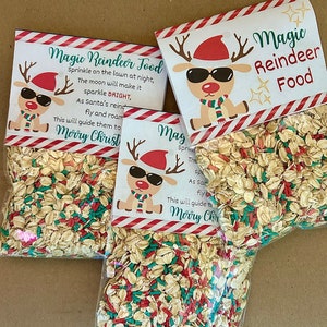Magic reindeer food Christmas Eve craft tradition Santa Claus treats Santa stop here Christmas magic food reindeer