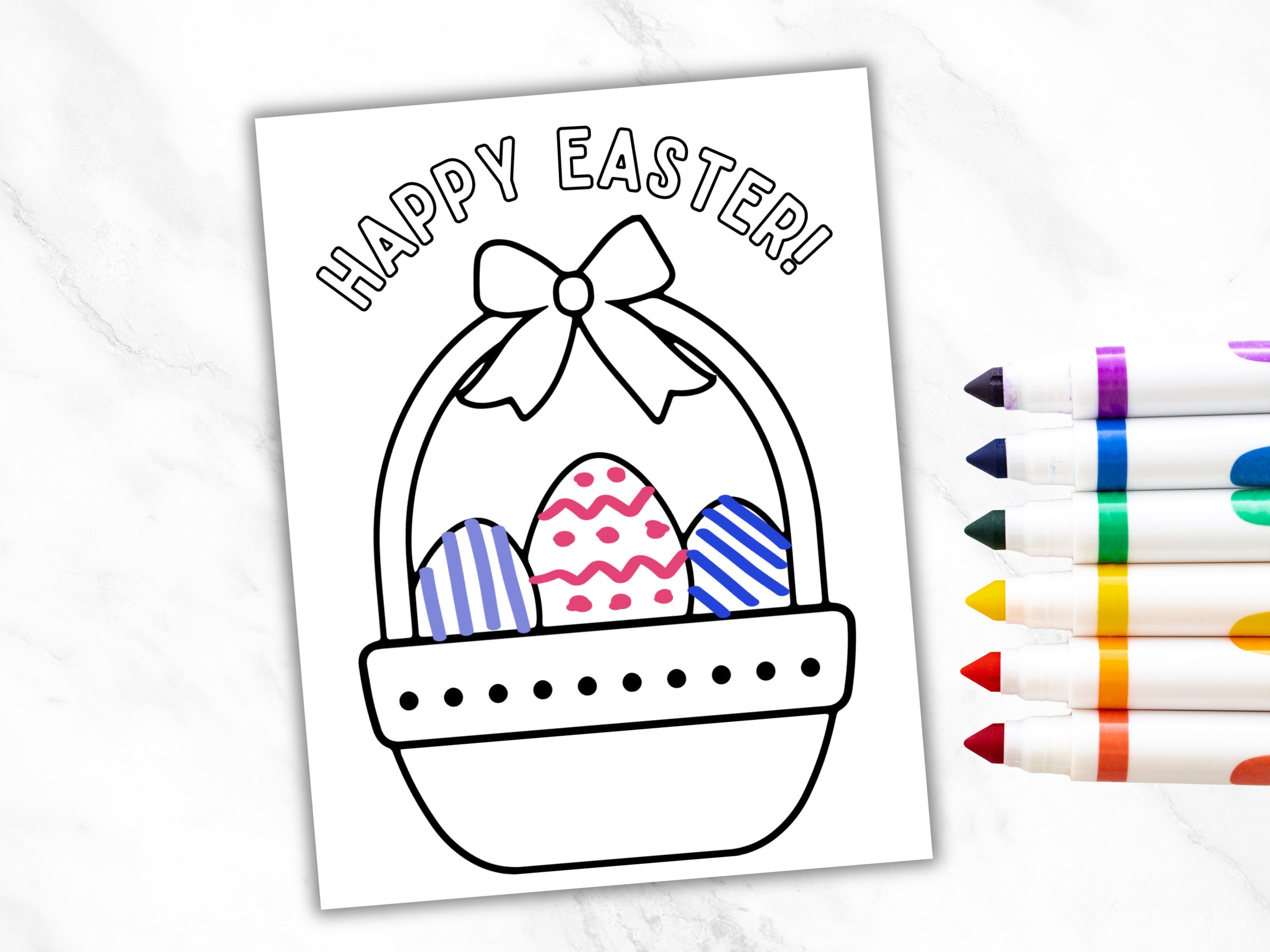 Easter Basket Coloring Pages for Kids Toddlers, DIY Easter Craft ...