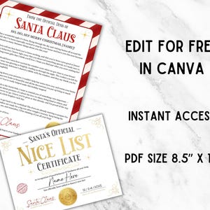 Carta editable de Papá Noel, certificado de buena suerte, cartas a Papá Noel, caja de Nochebuena, carta al Polo Norte, nota imprimible de Papá Noel imagen 2