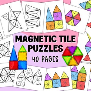 Magnetic Tiles Templates, Magnet Tile Pattern, Activity Card Puzzles, Toddler Fine Motor Skills, Building Block Ideas