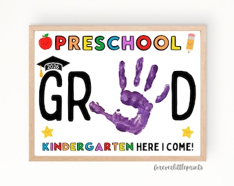 Preschool Graduation Handprint Art, Last Day of School, End of Preschool Craft, 2026 Pre-K Graduate, Kindergarten Here I Come