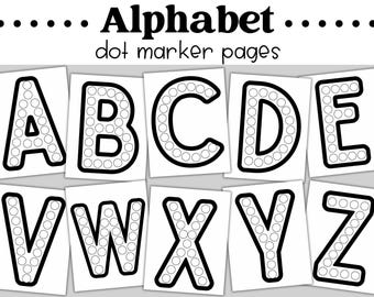 Alphabet, pages d'activités avec marqueur à points, feuilles à colorier avec marqueur à points, activité ABC pour préscolaire et garderie, motricité fine à colorier à imprimer