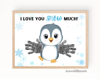 Penguin Handprint Craft for Kids Baby Toddler, Winter Handprint Art, Snow Preschool Daycare Activty, Penguin Gift, Snow Day Project Penguins