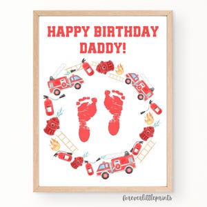 Cadeau d'anniversaire pompier empreinte de main art papa pompier carte d'anniversaire de bébé nourrisson tout-petit enfants pompier père cadeau carte faite main