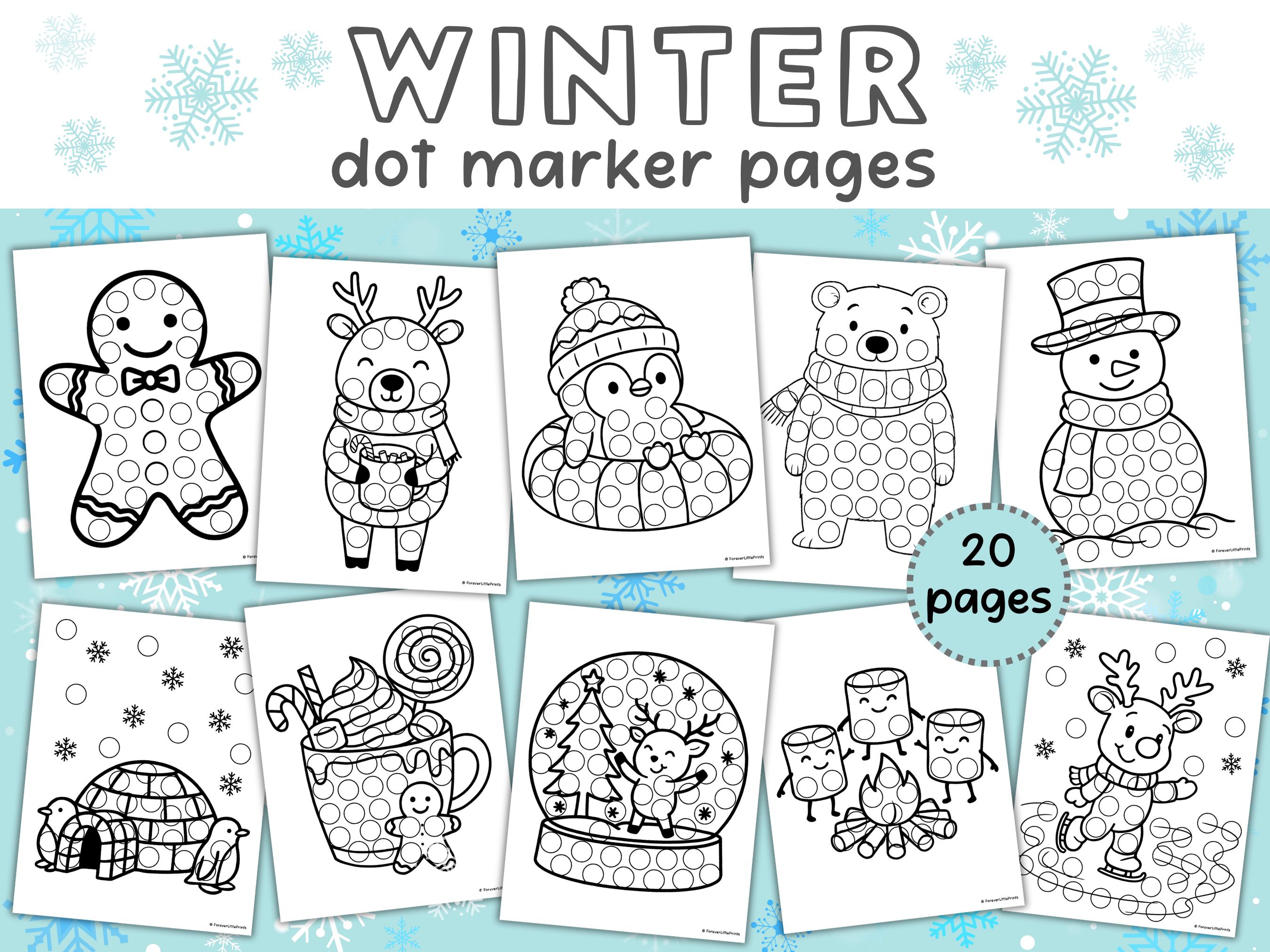 winter dot marker activity pages, toddler activity, do a dot