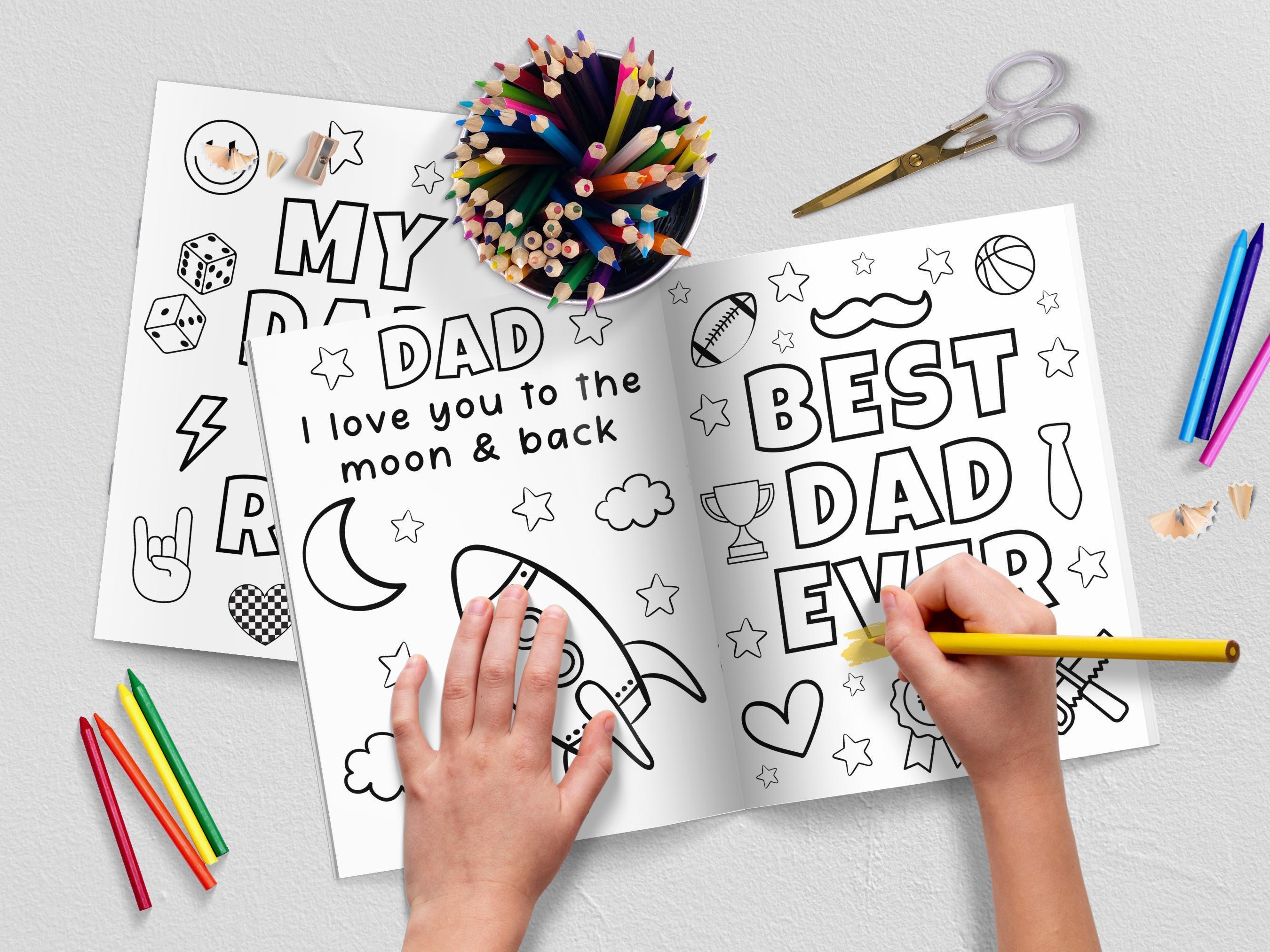 Father’s Day Coloring Pages for Kids, DIY Coloring Card for Dad From ...