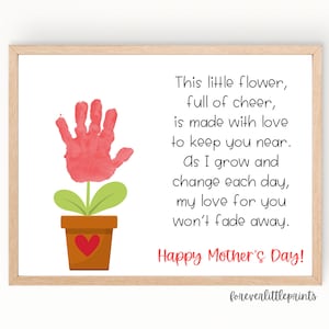 Muttertagsgeschenk Handabdruck Kunstgedicht, Blumen Handabdruck Handwerk, Geschenk für Mama von Baby Säugling Kleinkind Kinder, Muttertag Andenken Handwerk