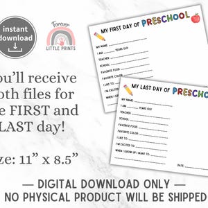 Last Day of Preschool Handprint, Last Day of School Questionnaire, Pre ...