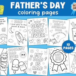Coloriage fête des pères pour les enfants, carte à colorier DIY pour papa et enfant, cadeau fête des pères pour enfant, livre de coloriage, feuilles à colorier