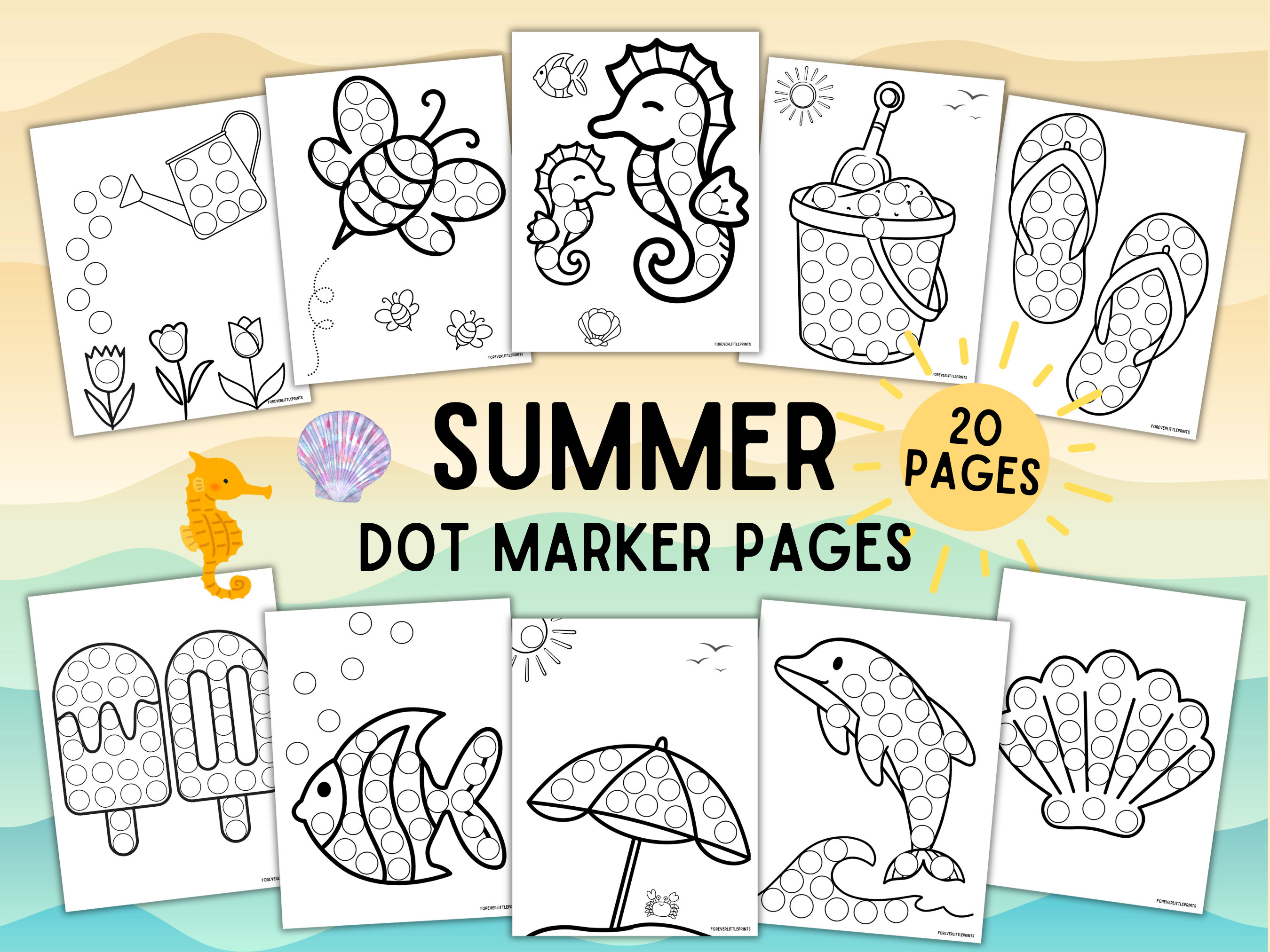 Summer Dot Marker Printable Pack, Fun Daycare Activity Pages, Beach ...
