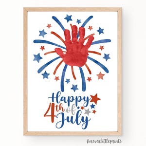 4th of July Handprint Art, Red White and Blue Firework Footprint Craft, Patriotic Activity Keepsake, Happy Fourth of July 2025