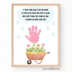Spring Poem Handprint Art for Kids Toddler Infant, Spring Flowers Craft, Preschool Daycare Activity, April Showers bring May Flowers