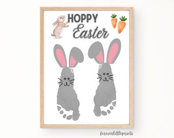 Easter Baby Footprint Crafts, Hoppy Easter Bunny Feet, DIY Craft for Infant Toddler