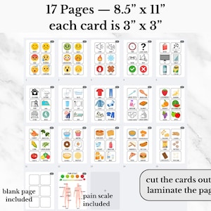 Non Verbal Communication Cards, Adult Visual Board Conversation Cards, Nonverbal Autism Flashcards, Therapy Emotion Card, PECS Mini Cards image 2