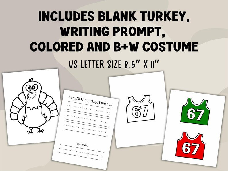 Disguise A Turkey 67 Jersey Costume Cop Printable, Six Seven ...