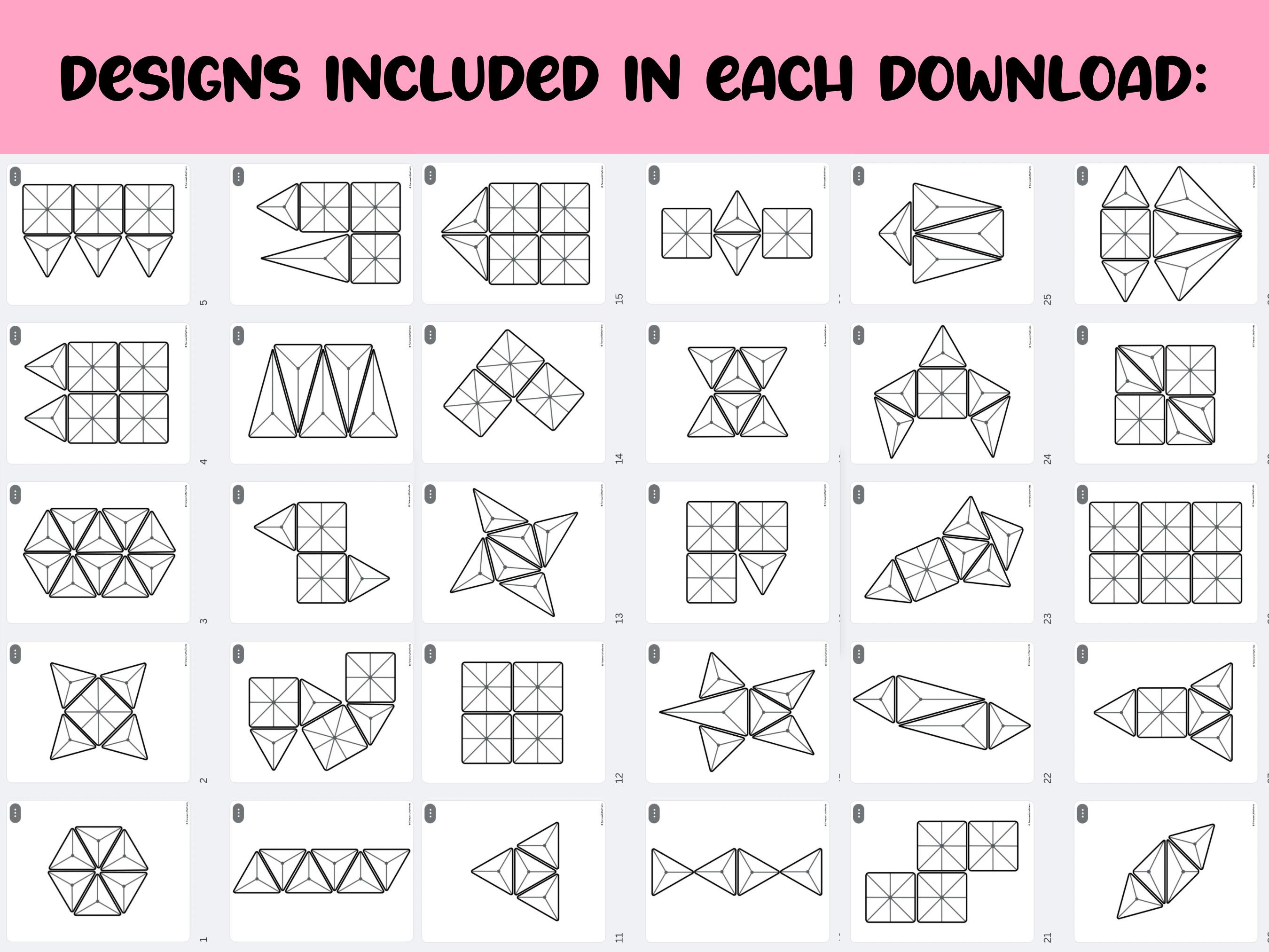 Magnetic Tiles Templates, Magnet Tile Pattern, Activity Card Puzzles ...