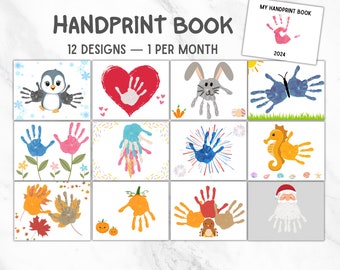 Handprint Memory Book Kindergarten, Preschool Handprint Book, Handprint DIY Memroy Book, Preschool Activity, Toddler Activity