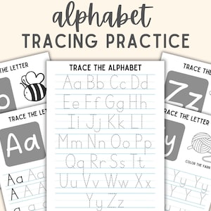 Alphabet Tracing Worksheets for Homeschool, Preschool Printables, Trace Letters Handwriting Practice, Alphabet Printable