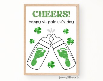 Art d'empreinte de main de la Saint-Patrick pour bébé et tout-petit, travaux manuels de la Saint-Patrick, activité pour enfants, travaux manuels d'empreintes de pas à la garderie Shamrock St Patrick
