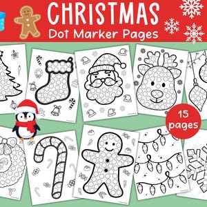 Weihnachten Dot Marker Seiten, Punkte Art Arbeitsblätter, Urlaub Winter Ausmalbilder Dots Art Marker Kinder Handwerk Santa Weihnachten