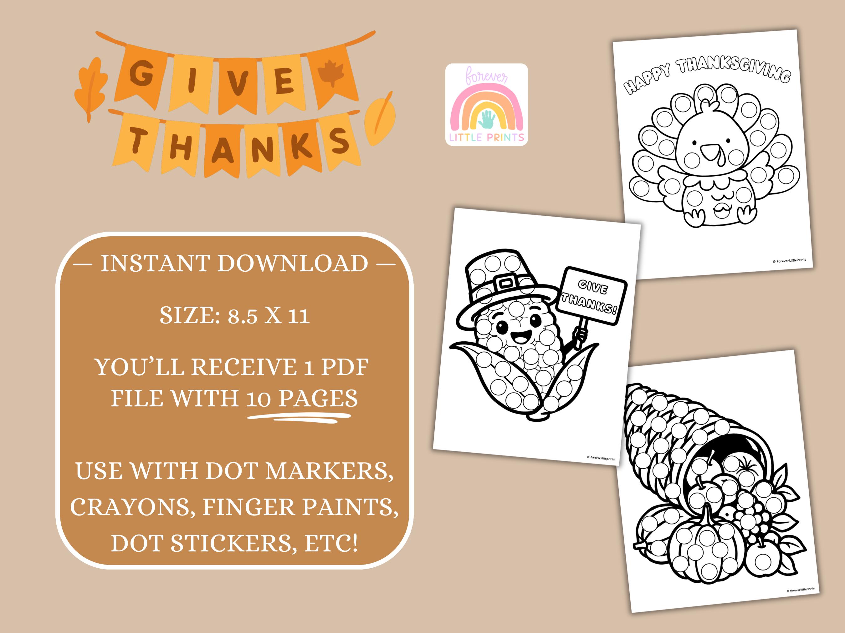 Thanksgiving Dot Art Marker Printable Pack, Fall Preschool Daycare ...