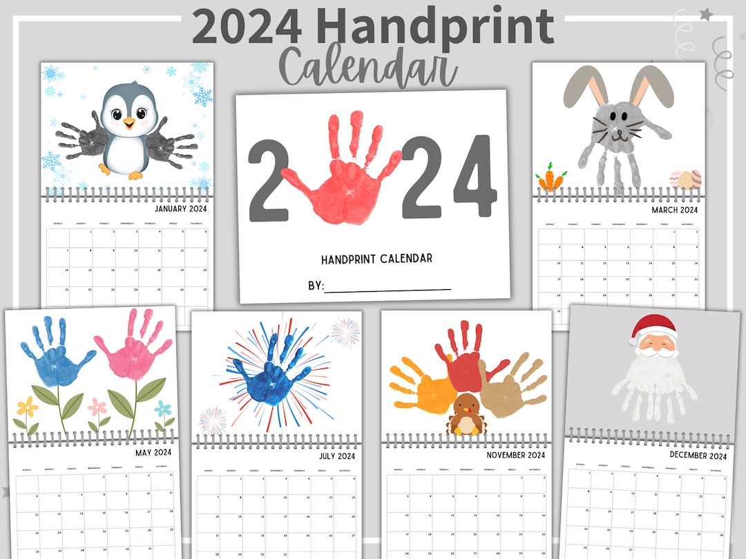Handabdruck Kalender 2024 Kit für Kinder Kleinkind Baby, Vorschul 