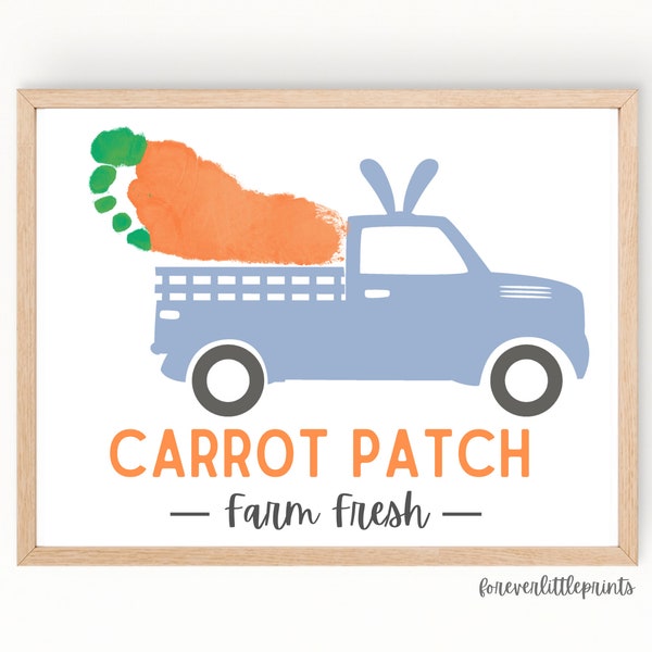 Easter Footprint Craft for Kids Infant Toddler Baby, Handprint Art, Easter Craft Activity, Carrot Patch