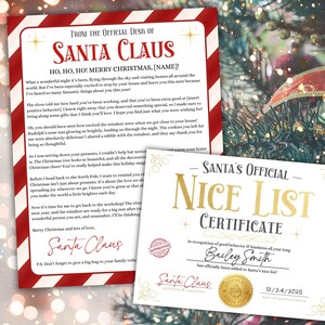 Carta editable de Papá Noel, certificado de buena suerte, cartas a Papá Noel, caja de Nochebuena, carta al Polo Norte, nota imprimible de Papá Noel imagen 1