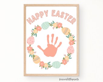 Easter Handprint Art for Kids Infant Toddler Baby, Footprint Craft, Easter Craft Activity, Easter Egg Craft