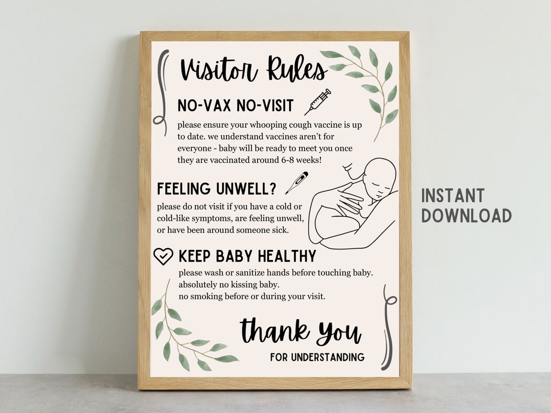 Newborn Visitors Sign for Door, Visitors Hospital Door Sign