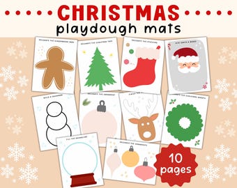 Weihnachten Playdoh Matten, Urlaub Playdoh Karten, Weihnachtsaktivität für Kinder, Winter Play Doh Matte, Vorschul Kleinkind beschäftigt Arbeitsblätter Printables