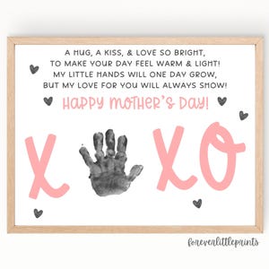 Moederdag handafdrukkunst, XOXO-cadeau voor moeder van baby baby peuter kinderen, Moederdag aandenken, eerste Moederdagcadeau, knuffels en kusjes