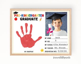Pre-Kindergarten Graduation Keepsake, Last Day of PreK Handprint, Pre-k Graduate Interview Questionnaire, End of Preschool Activity