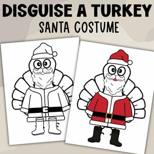 Disguise A Turkey Santa Claus Costume Printable, Thanksgiving School ...