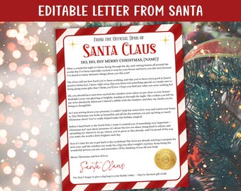 Editable Letter from Santa North Pole Mail From the Desk of Santa Claus Christmas Personalized Elf Note