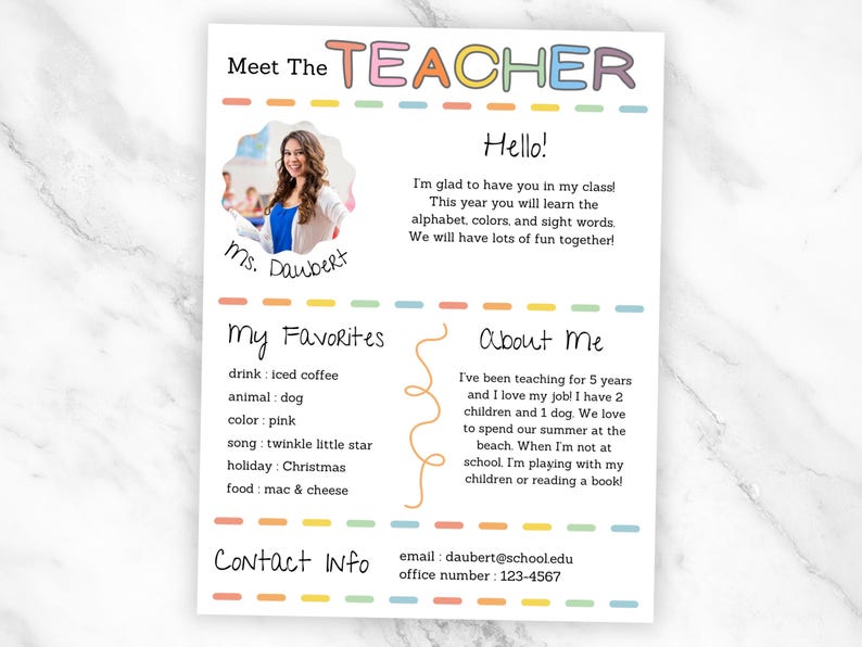Meet the Teacher Template Back to School Flyer Teachers Introduction