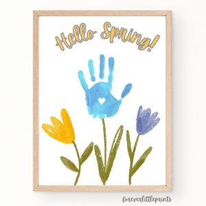 Spring Handprint Craft for Kids Toddler Infant, Flower Handprint Art Watercolor, Daycare Preschool Activity